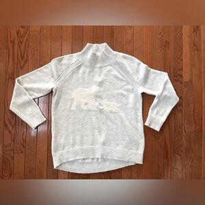 Loft White Mock Neck Sweater with polar bear design